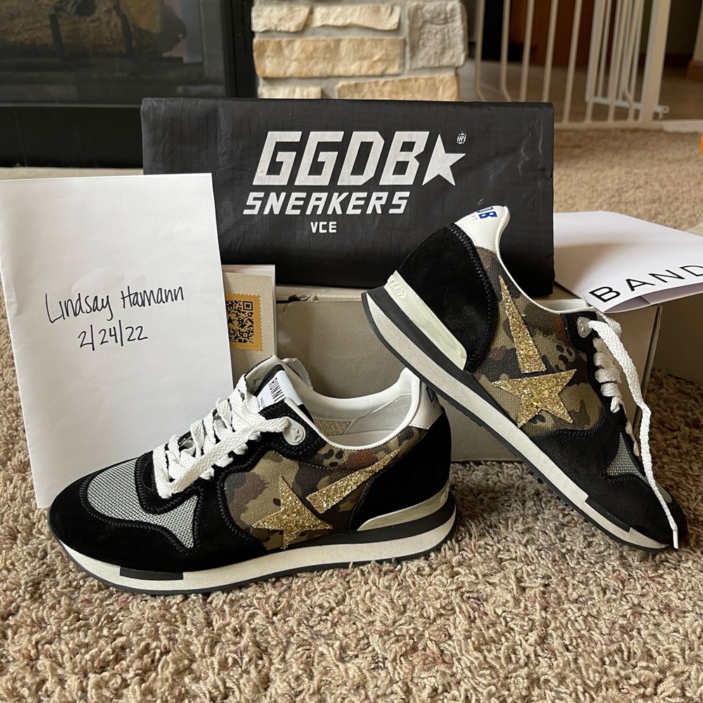 SOLD Golden Goose Camo Glitter Star Running Soles Size 36
